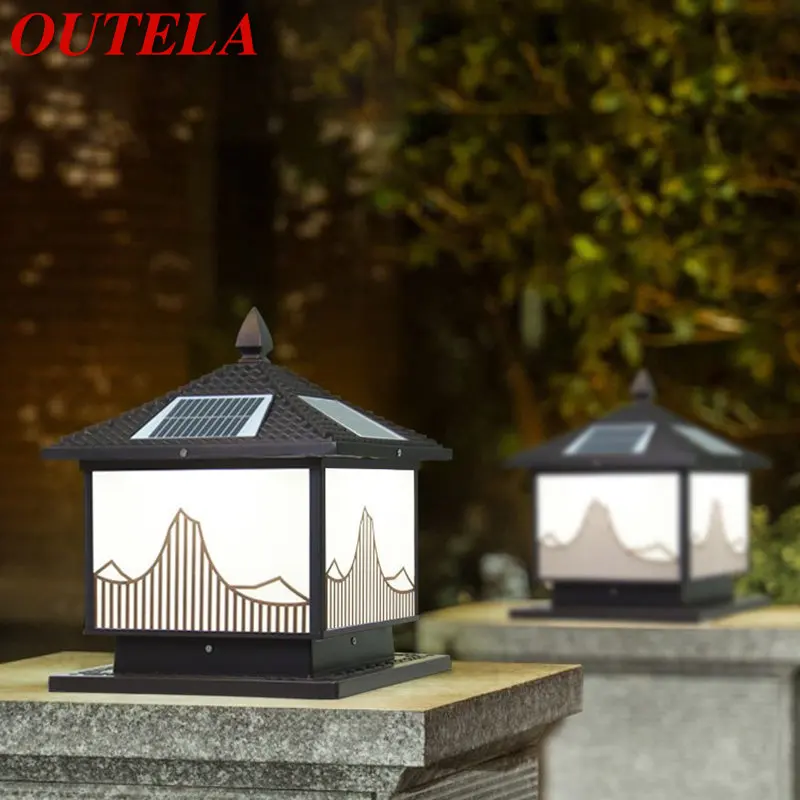 

OUTELA Solar Post Lamp Outdoor Vintage Pillar Light Column LED Waterproof IP65 for Modern for Home Garden Patio Decor