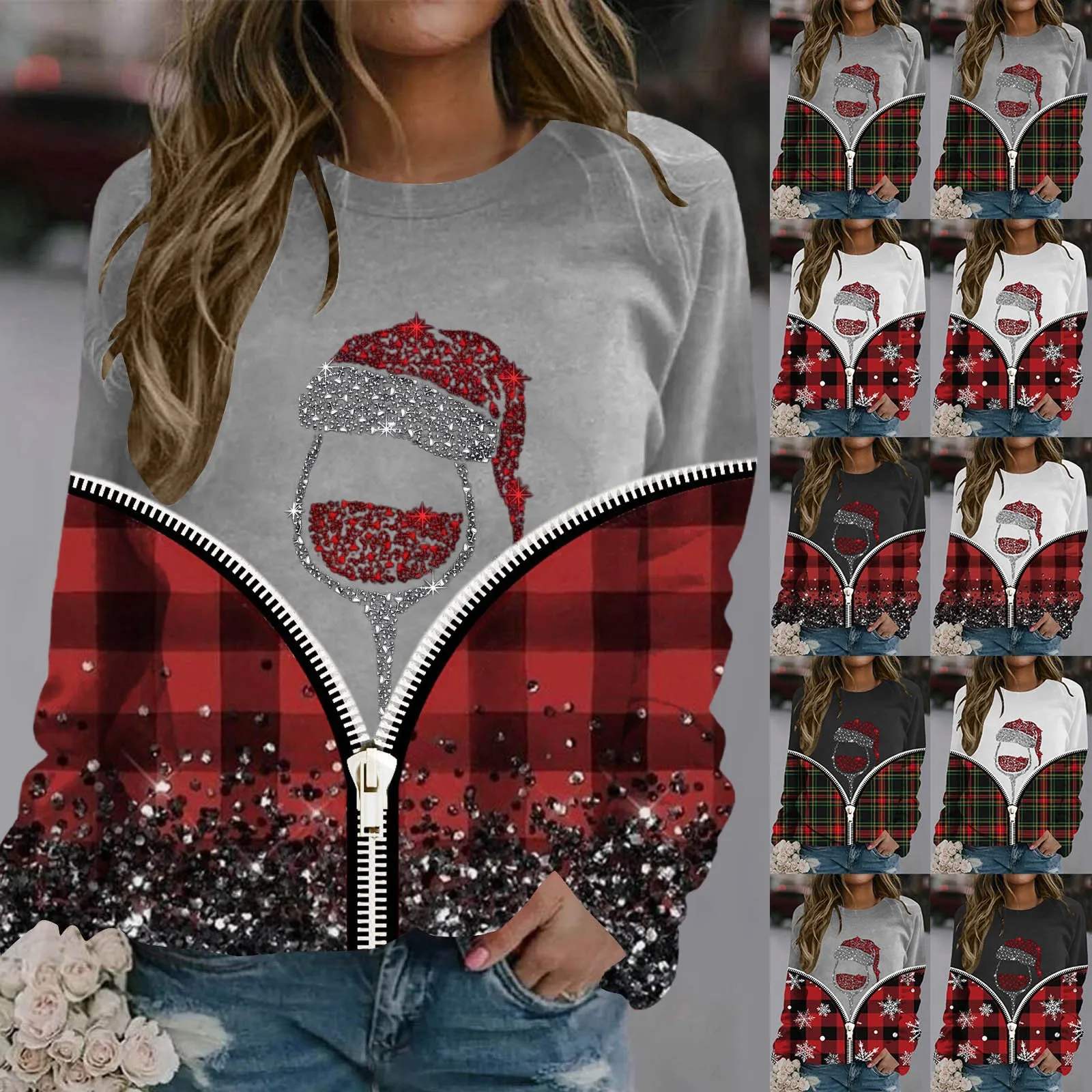 Dressy Sequin Pullover Women Ladies Casual Fun Print Christmas Cute Red Wine Glass Print Crewneck Hoodie Baggy Plaid Hoodie Coat
Dressy Sequin Pullover Women Ladies Casual Fun Print Christmas Cute Red Wine Glass Print Crewneck Hoodie Baggy Plaid Hoodie Coat
