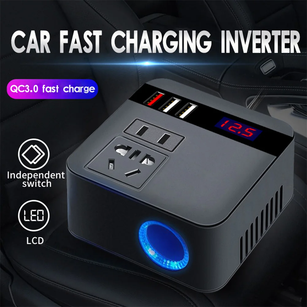 

120W Intelligent Car Power Inverter DC 12/24V to AC 110/220V with USB Output Voltmeter Digital Dislay Power Converter Adapter