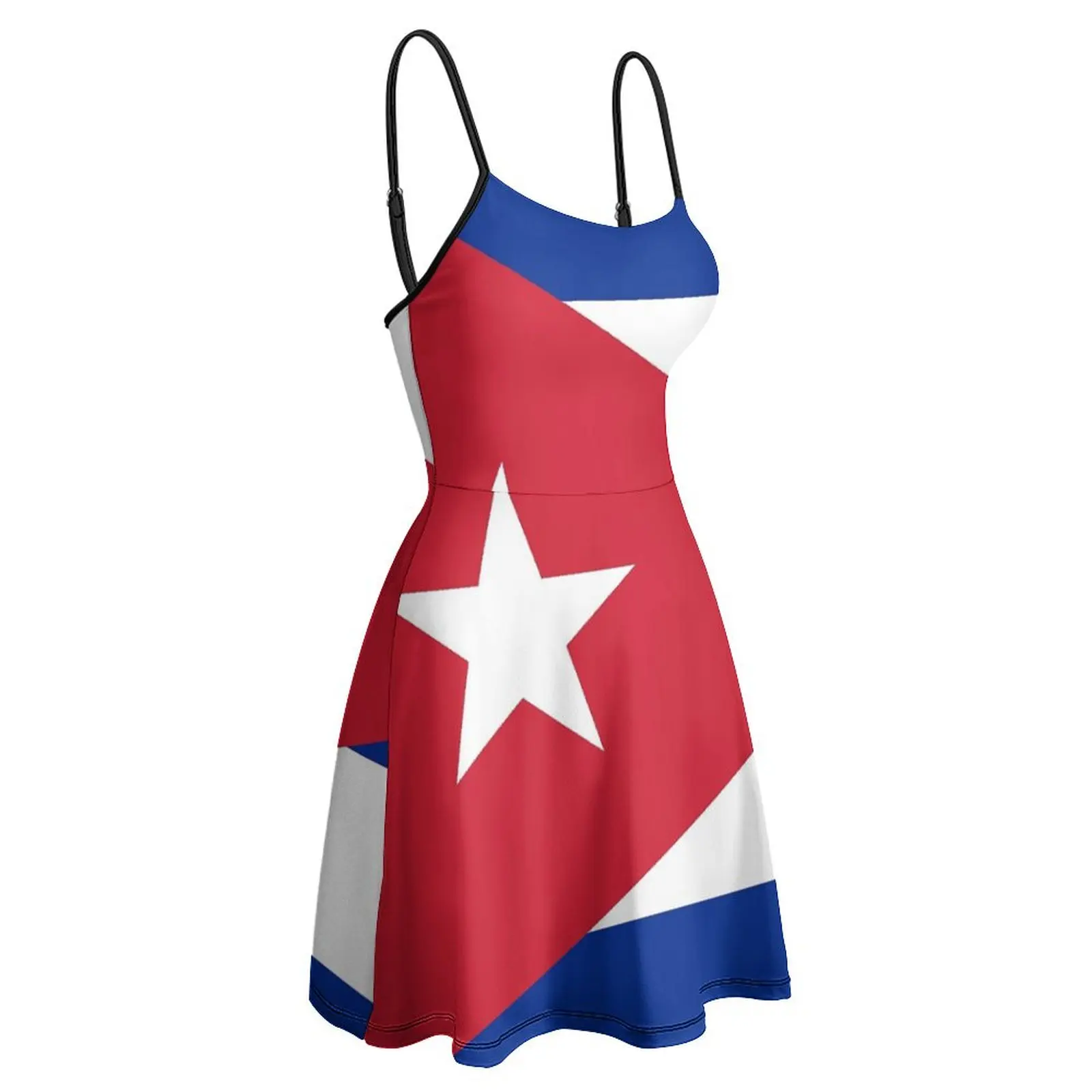 

National Flag of Cuba Authentic HD Version Women's Sling Dress Funny Geek Strappy Dress Vintage Exotic Woman's Gown Parties