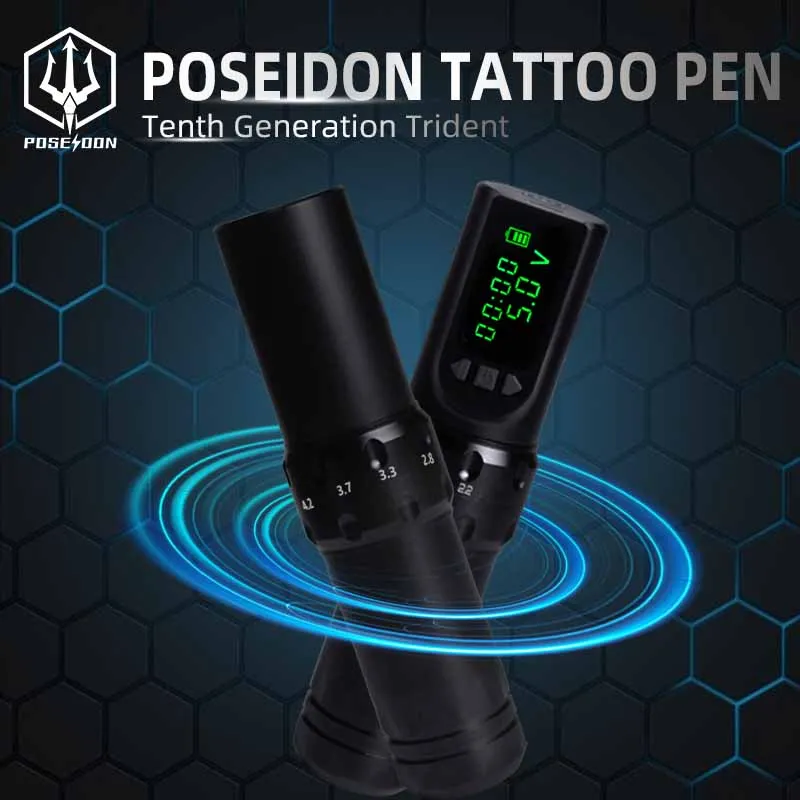 POSEIDON Tattoo Pen Kits Adjustable Strokes Coreless Motor With Wireless Model Rotary
POSEIDON Tattoo Pen Kits Adjustable Strokes Coreless Motor With Wireless Model Rotary