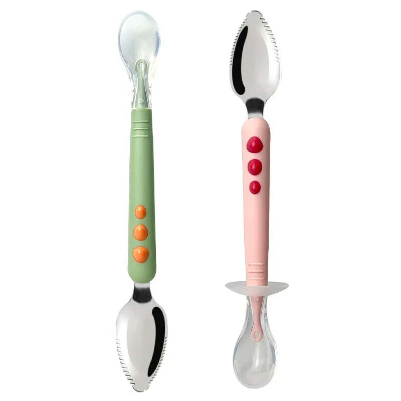 

Baby Fruit Scraping Mud Spoon Feeding Spoon Soft Silicone Spoon Baby Easy To Eat Fruit Spoon Mother and Baby Supplies