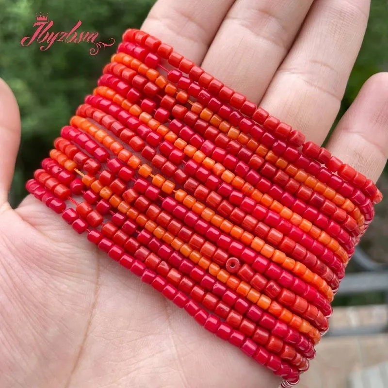 

2mm 3mm Orange Column Drum Abacus Coral Spacer Beads Natural Stone for DIY Accessories Necklace Bracelet Ring Jewelry Making 15"