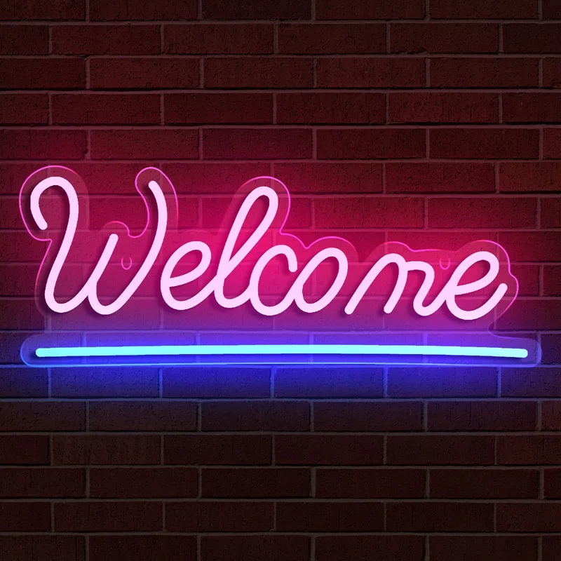 

Welcome Pink LED Neon Light Sign Acrylic Neon Sign USB Dimmer Switch For Nail Salon Beauty Room Stores Restaurant Wall Art Decor