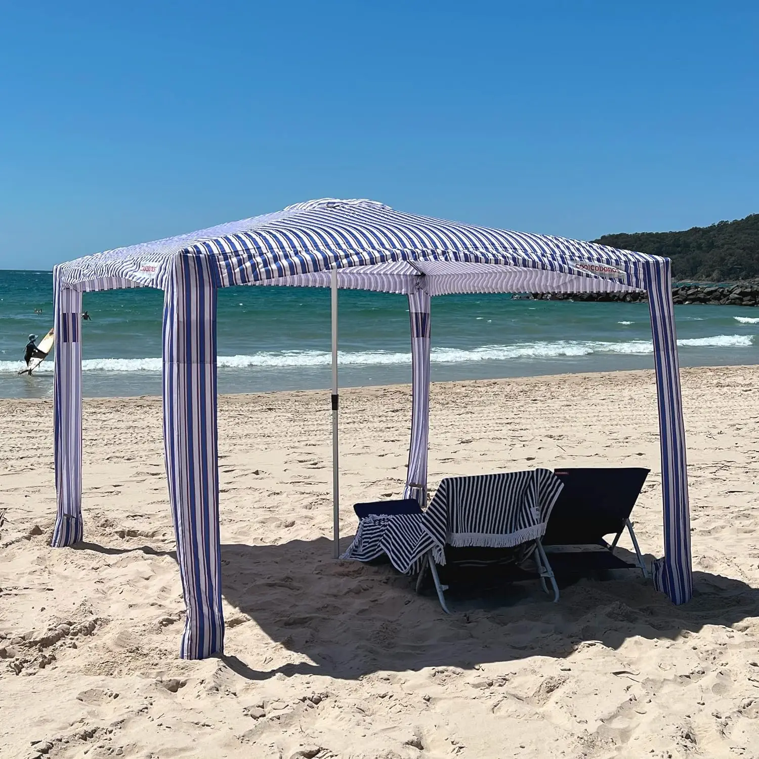 Beach Cool Cabana Canopy Sun Shade Shelter Tent - 8' x 8' or 6'6" x 6'6", Easy to Setup, Folds to just 3'5", Perfect for Family
Beach Cool Cabana Canopy Sun Shade Shelter Tent - 8' x 8' or 6'6" x 6'6", Easy to Setup, Folds to just 3'5", Perfect for Family