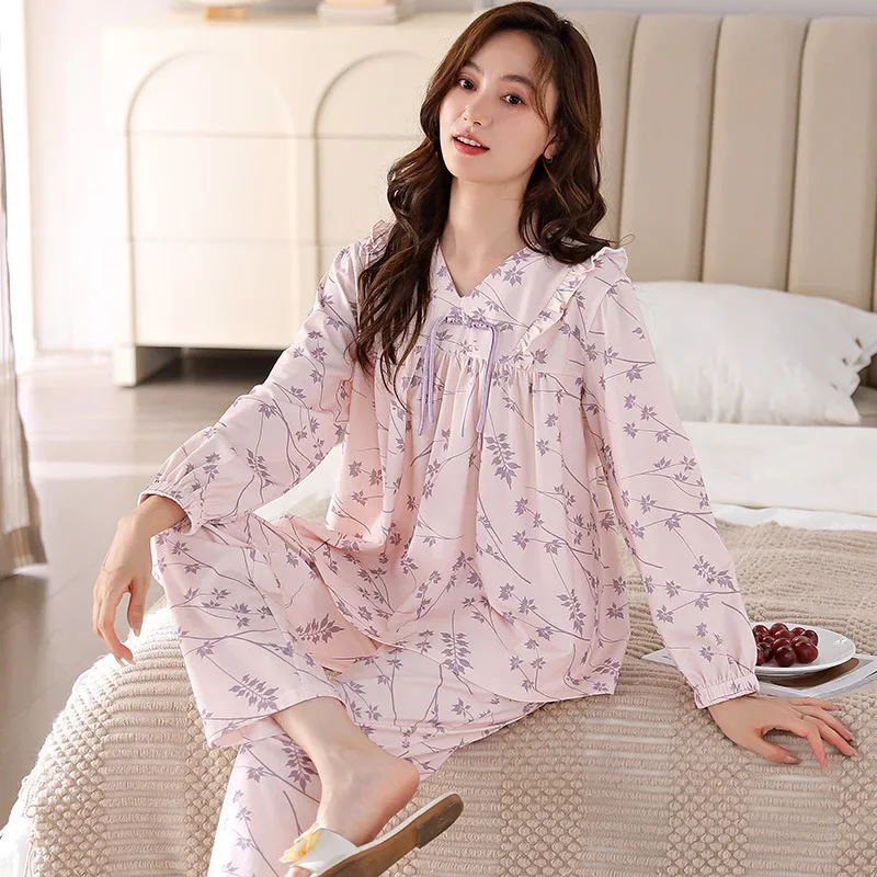 Women's Cozy Home Pajamas Suit Cotton Sleepwear for Ladies Long Sleeve Trouser 2 Piece Set Homewear Femme Wear fashion Pijamas
Women's Cozy Home Pajamas Suit Cotton Sleepwear for Ladies Long Sleeve Trouser 2 Piece Set Homewear Femme Wear fashion Pijamas