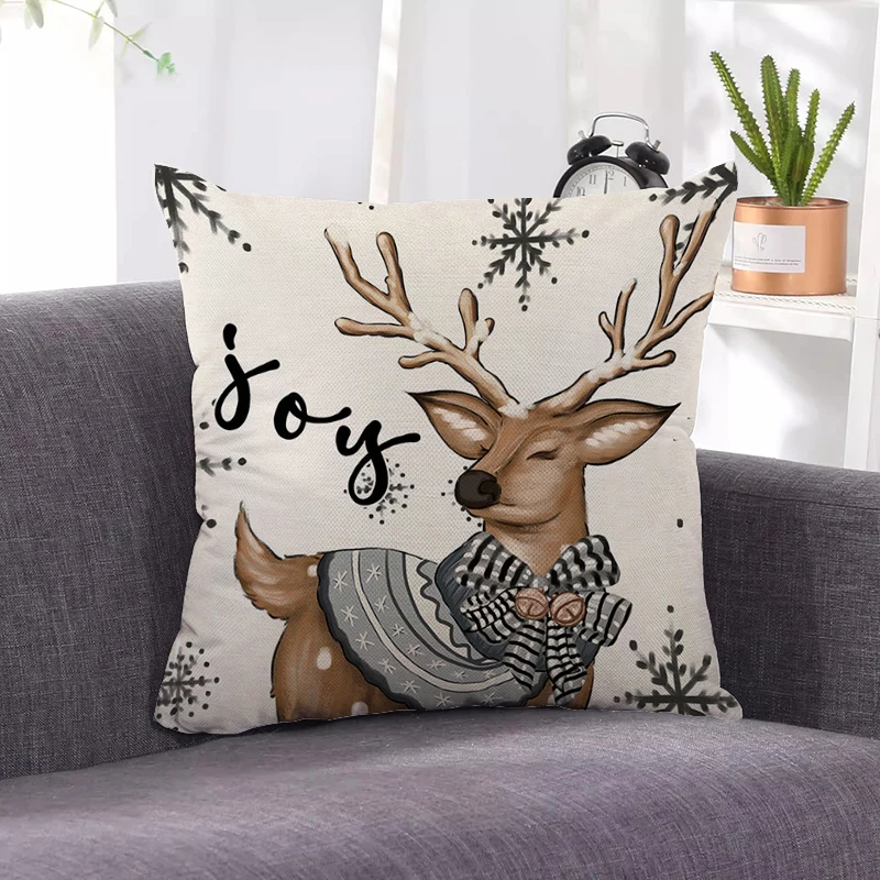 

Holiday Christmas Ornaments Snowflakes Reindeers Pillow Case home Decorative Cushions Covers for Sofa Pillowcase Cartoon Pattern