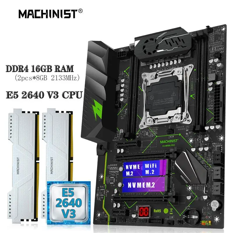 Top Machinist X99 Motherboard Combo Kit Xeon E5 2640 V3 CPU LGA 2011-3 DDR4 2*8GB 2133MHz RAM Memory NVME M.2 WIFI Four Channel
Top Machinist X99 Motherboard Combo Kit Xeon E5 2640 V3 CPU LGA 2011-3 DDR4 2*8GB 2133MHz RAM Memory NVME M.2 WIFI Four Channel