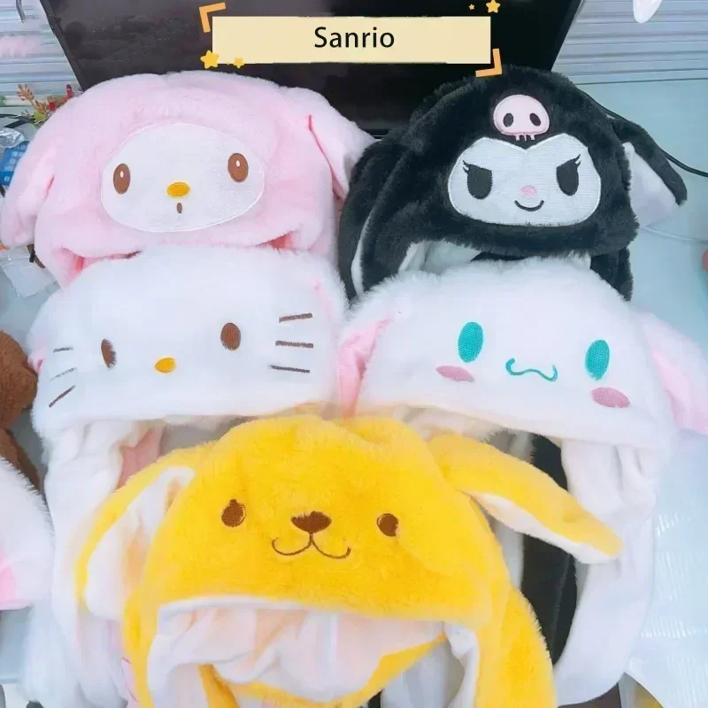 

Sanrio Hello Kittty Cinnamoroll Glowing Hat Winter A Pinch of Ears Will Move Cute Pompompurin Hat Plush Kuromi Airbag Cap Light