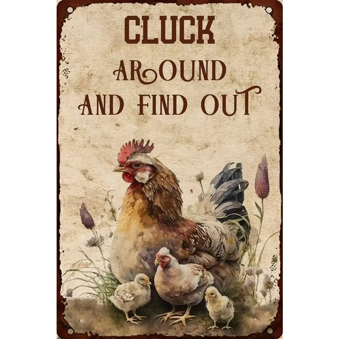 Забавный винтажный металлический жестяной знак Cluck Around and Find out для цыплят, бар, паб, мужская пещера, клуб, новинка, туалет в стиле ретро, стена Dec
Забавный винтажный металлический жестяной знак Cluck Around and Find out для цыплят, бар, паб, мужская пещера, клуб, новинка, туалет в стиле ретро, стена Dec