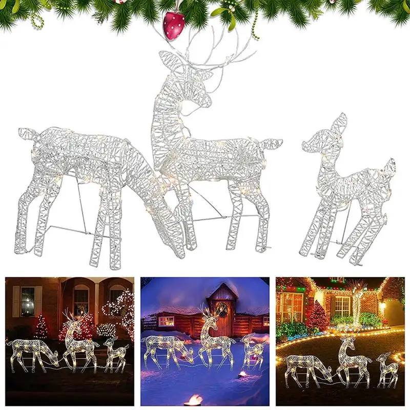 

Lighted Christmas Reindeer Water Resistant Light Decoration Standing Elk Ornament For Lawn Battery Powered Glowing Party Favors