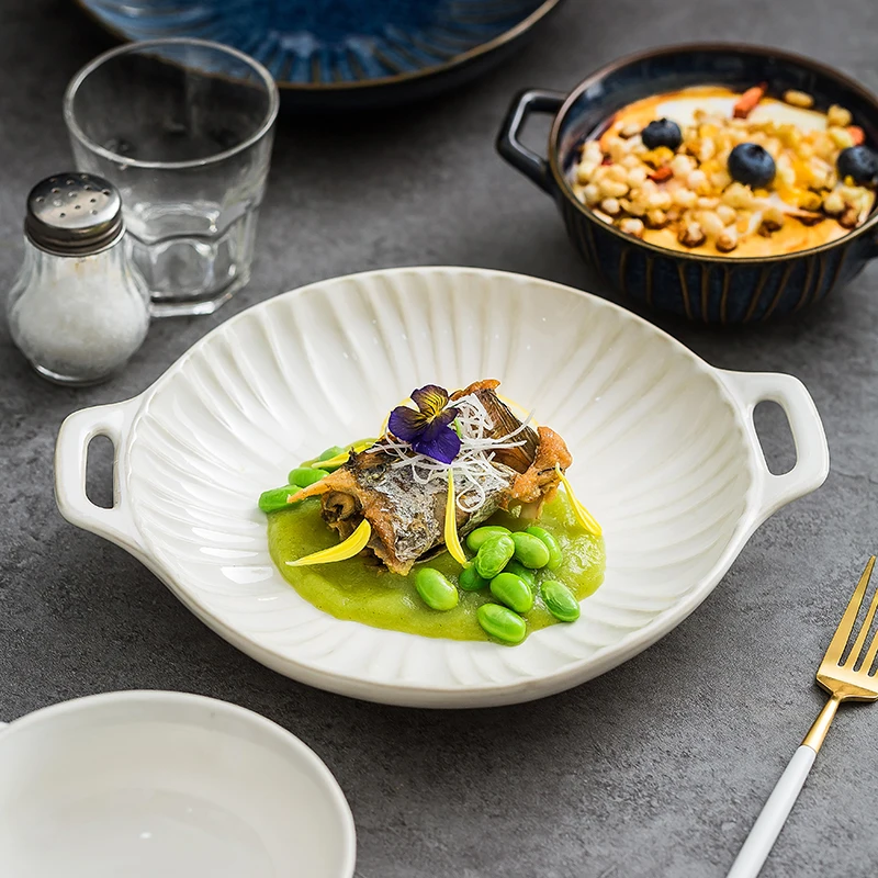 Тарелка с двойными ушками, белая керамическая тарелка для фруктов, салата, десерта, тарелка для стейка в западном стиле, деликатная миска для завтрака, кухонная утварь
Тарелка с двойными ушками, белая керамическая тарелка для фруктов, салата, десерта, тарелка для стейка в западном стиле, деликатная миска для завтрака, кухонная утварь