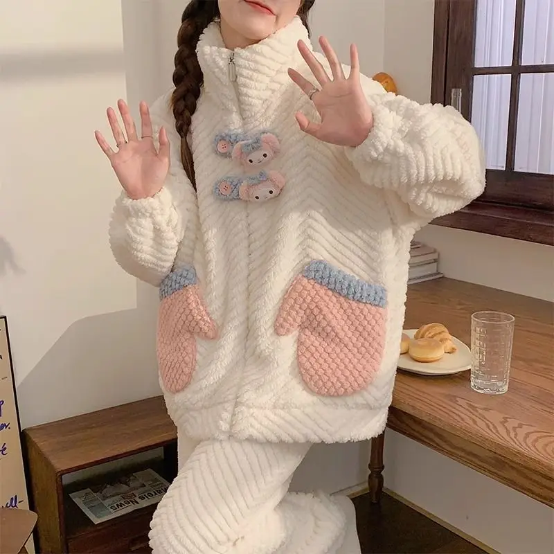 My Melody Kawaii Coral Velvet Pajamas Woman Sanrio Anime Cartoon Autumn Winter Thicken Keep Warm Long Sleeves Loungewear Set New
My Melody Kawaii Coral Velvet Pajamas Woman Sanrio Anime Cartoon Autumn Winter Thicken Keep Warm Long Sleeves Loungewear Set New