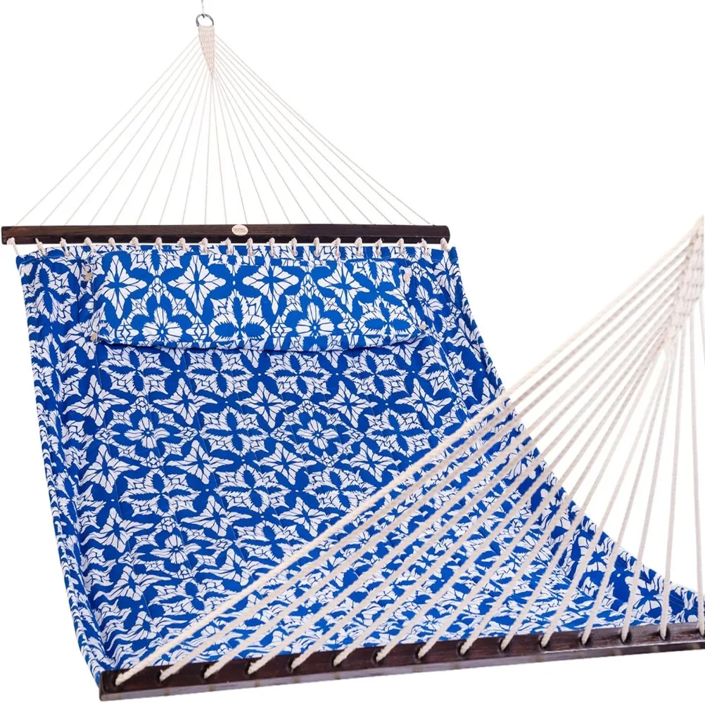 

Lazy Daze Hammocks 12 FT Quilted Fabric Hammock with Spreader Bar, 2-Person Double Hammock with Chains and Pillow