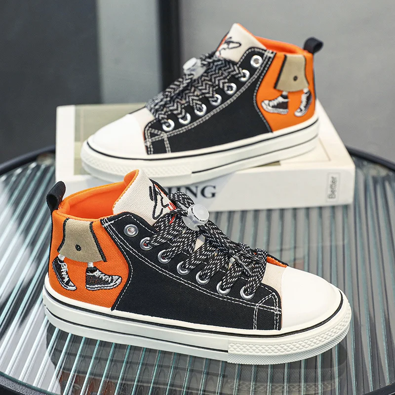 Hot Sale Trend Black Children's Canvas Shoes Fashion Printing Couple Vulcanized Shoes Lace-up Non-slip Men's High Top Sneakers
Hot Sale Trend Black Children's Canvas Shoes Fashion Printing Couple Vulcanized Shoes Lace-up Non-slip Men's High Top Sneakers