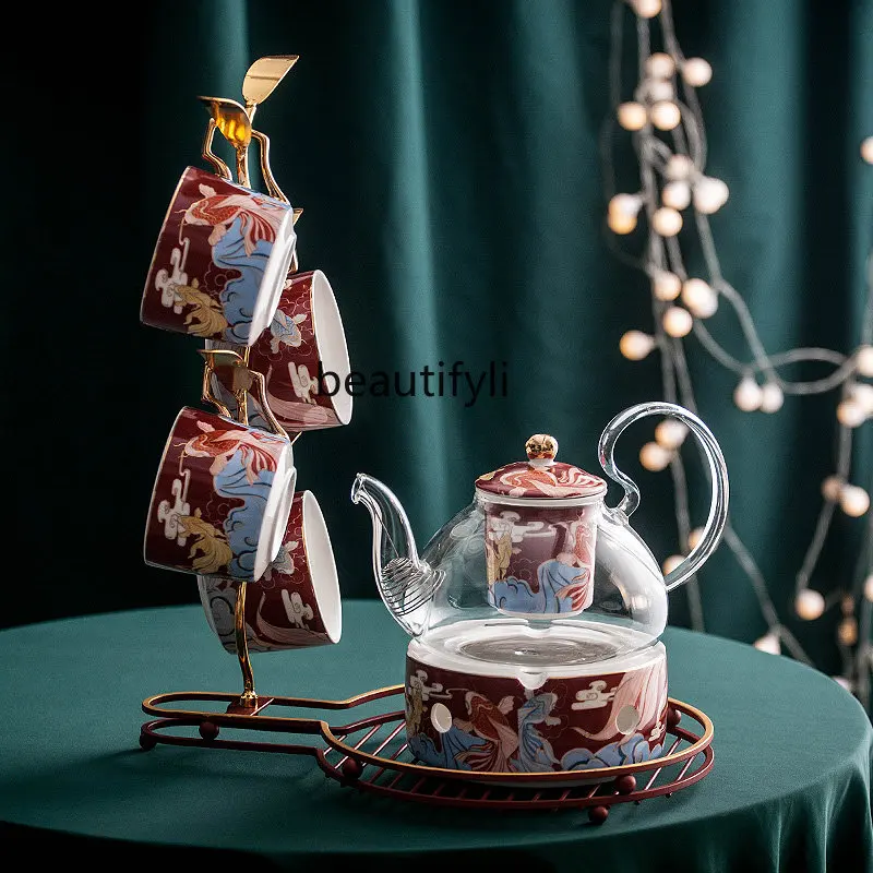 yj Light Luxury Chinese Afternoon Tea Set Home Living Room Glass Pot Heated Ceramic Flower Tea Cup
yj Light Luxury Chinese Afternoon Tea Set Home Living Room Glass Pot Heated Ceramic Flower Tea Cup