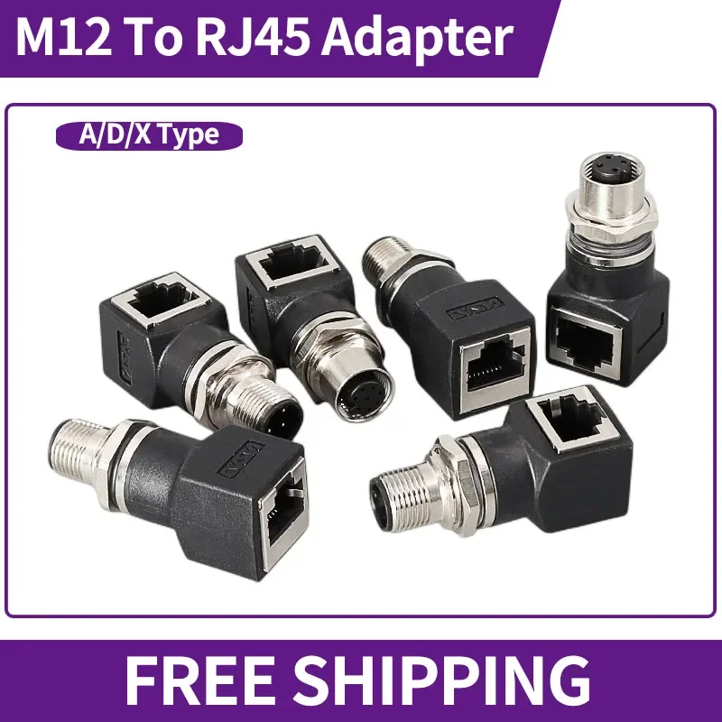 

M12 to RJ45 Ethernet Adapter Extension 4 coreD 8 core A x Gigabit Connector Coding Line Network Cable to Male Female Soket inSet
