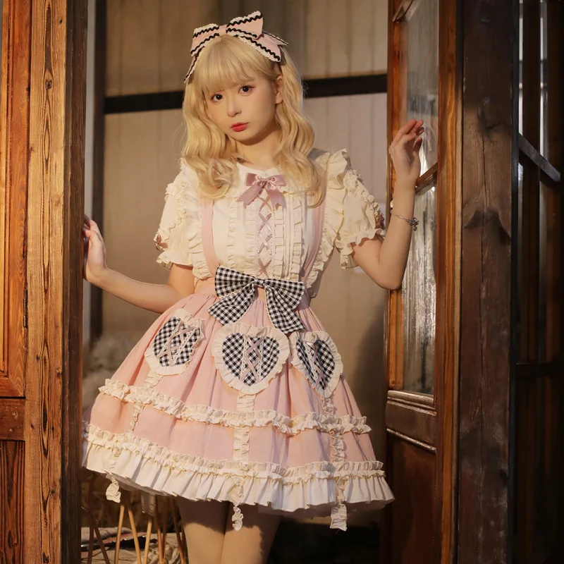 

Summer Kawaii Lolita Dresses Women Miads Princess Jumper Skirt Girls Sweet Tiered Dress Japanese Harajuku Cosplay Costume Dress