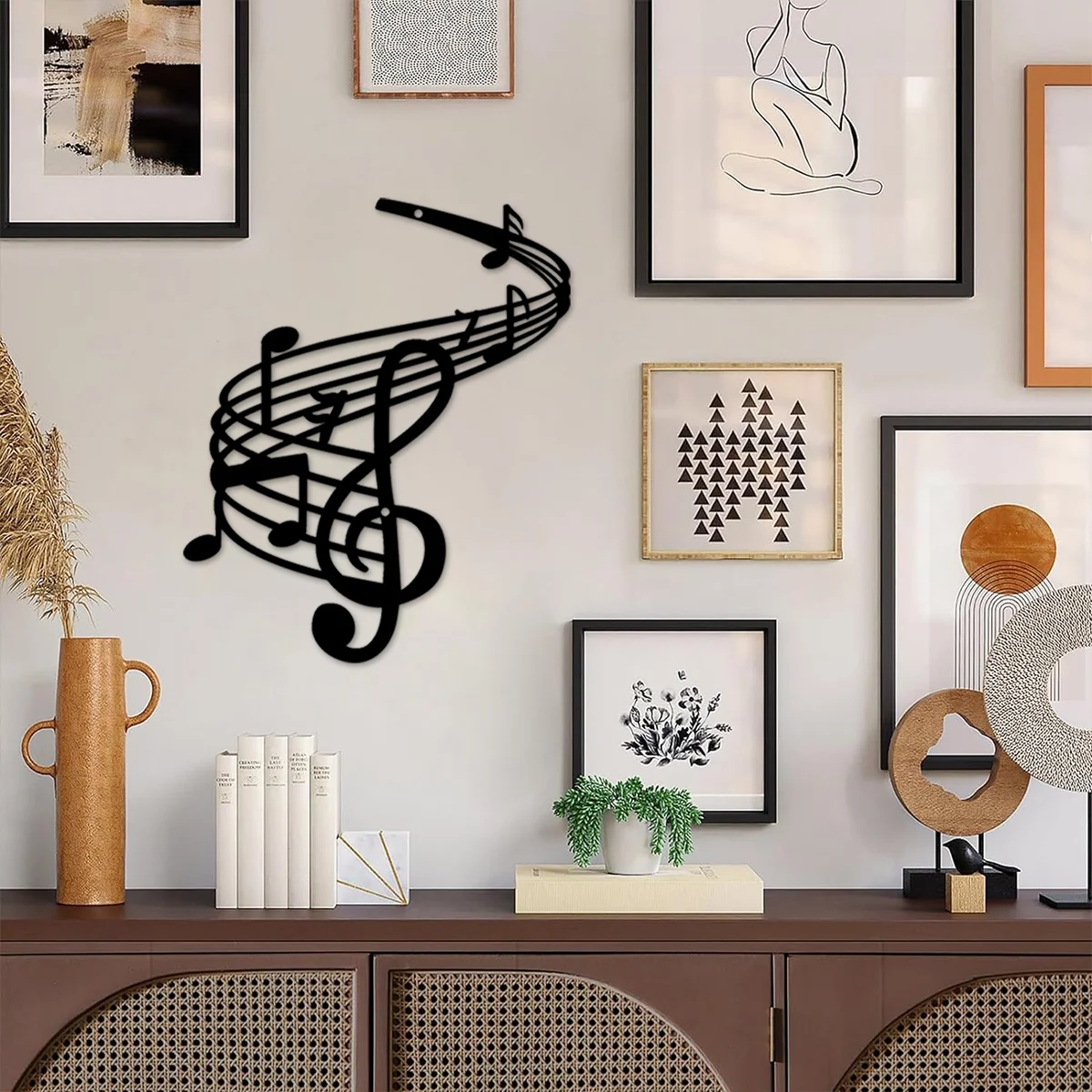 

Hello Young Music Notes Wall Art Metal Home Decor Black Wall Hanging Signs Wall Sculpture Home Bedroom Kitchen Garden Housewarmi