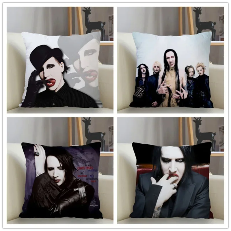 

Musife Custom Marilyn Manson Home Decoration 45*45cm Zipper Square Pillowcase Throw Pillow Cover Drop Shipping