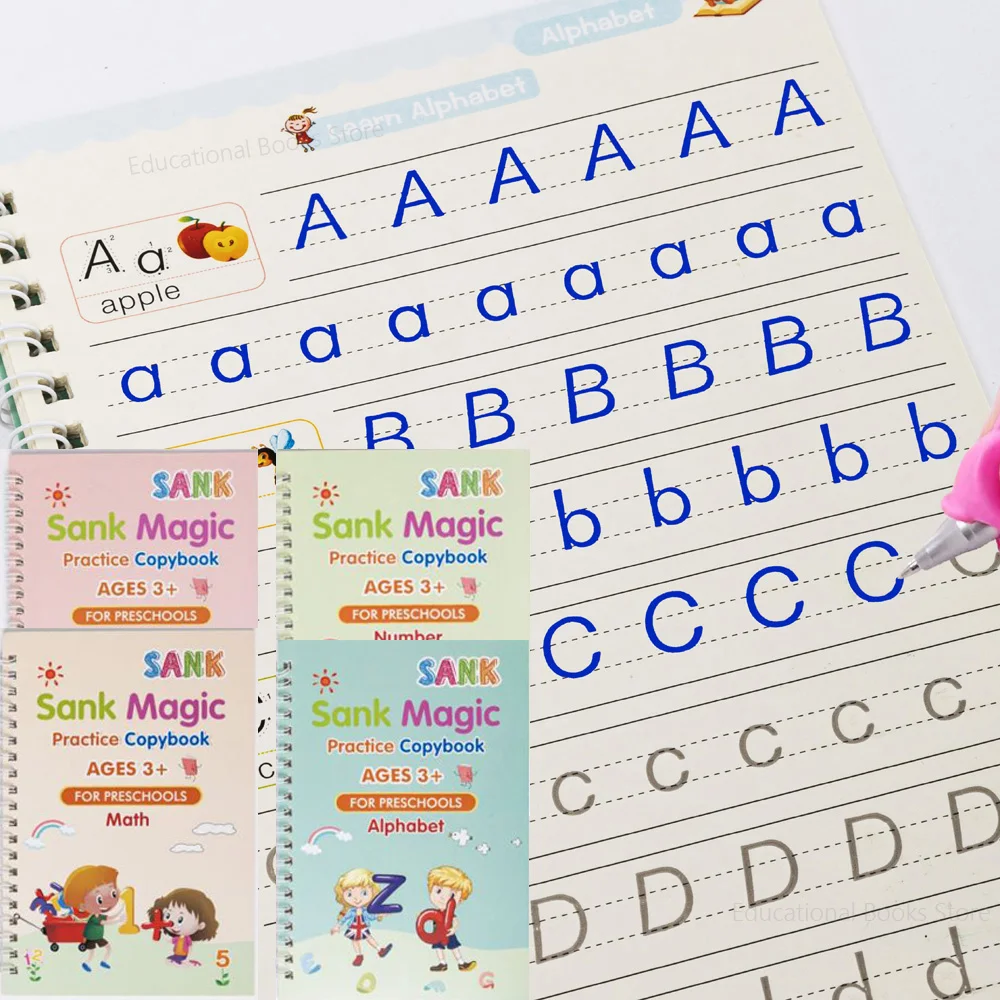4 Books Sank Magic New Copybook Reusable Groove Writing Practice Book Calligraphy Wipe-free English/German Early Education
4 Books Sank Magic New Copybook Reusable Groove Writing Practice Book Calligraphy Wipe-free English/German Early Education
