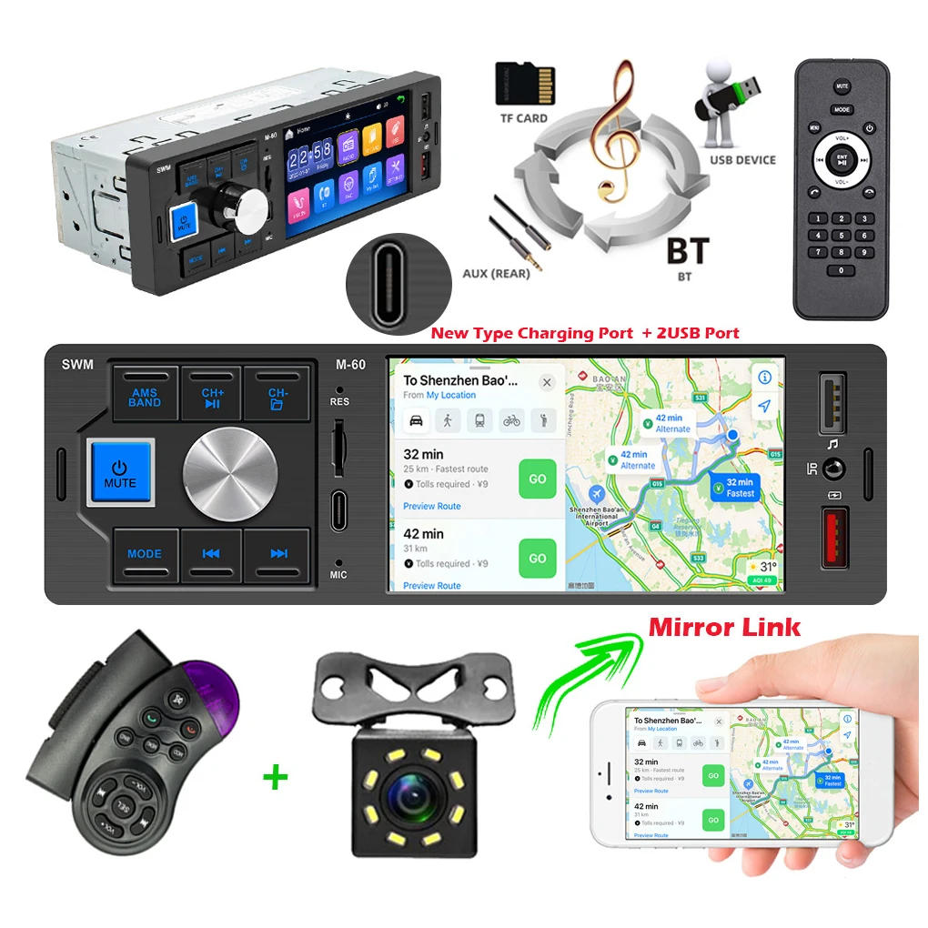 Single DIN 4.1 Inch Bluetooth-compatible 4.0 Car MP5 Player Vehicle Radio 480x800 Touch Screen Automotive Accessory
Single DIN 4.1 Inch Bluetooth-compatible 4.0 Car MP5 Player Vehicle Radio 480x800 Touch Screen Automotive Accessory