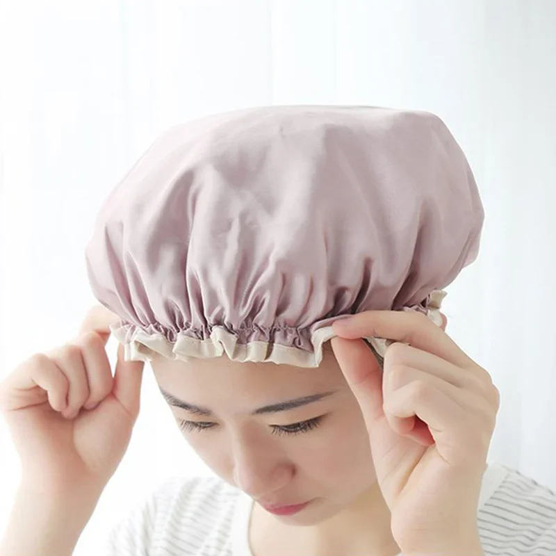 1pcs Durable Lovely Thick Satin Shower Hats for Women Hair Cover Waterproof Bathing Cap Bathroom Products
1pcs Durable Lovely Thick Satin Shower Hats for Women Hair Cover Waterproof Bathing Cap Bathroom Products