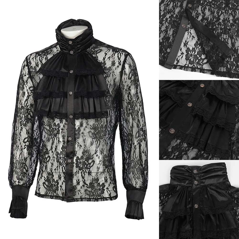 Retro Men's Gothic Long Puff Sleeves Shirts And Blouse Victorian Medieval Ruffle Stand Collar Shirt Tops Men Clothing
Retro Men's Gothic Long Puff Sleeves Shirts And Blouse Victorian Medieval Ruffle Stand Collar Shirt Tops Men Clothing