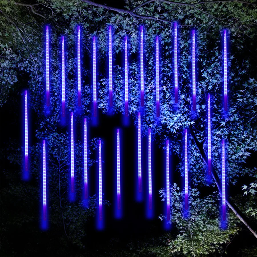 

30CM 50CM Christmas Meteor Shower Rain LED Fairy String Light 8 Drop Raindrop Snow Falling Light Waterproof Cascading Tree Light