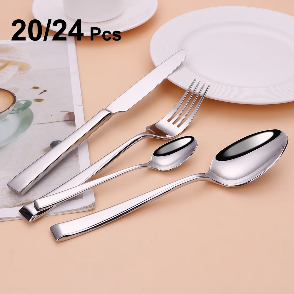 

20/24Pcs Gold Cutlery Set Stainless Steel Tableware Sliver Dinner Set Black Knife Fork Spoon Kitchen Utensils Free Shipping