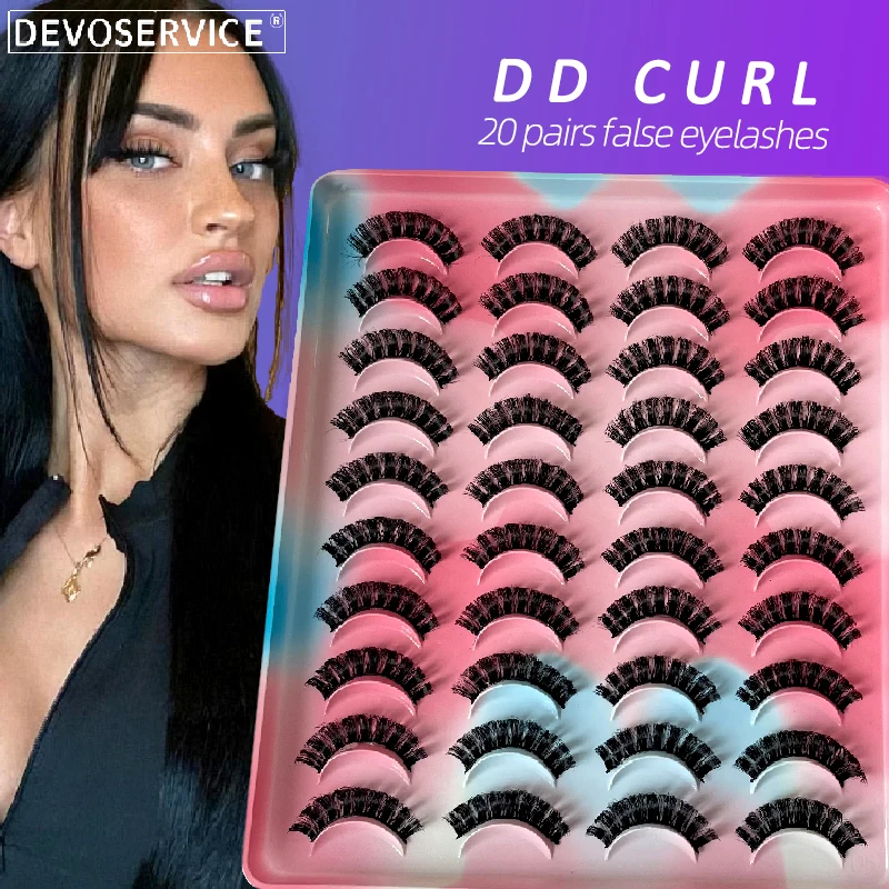 

20 Pairs Natural False Eyelashes DD Curl Thick Fake Eye Lash 3D Mink Fluffy Lashes Extension Makeup Handmade Faux Cils Maquiagem