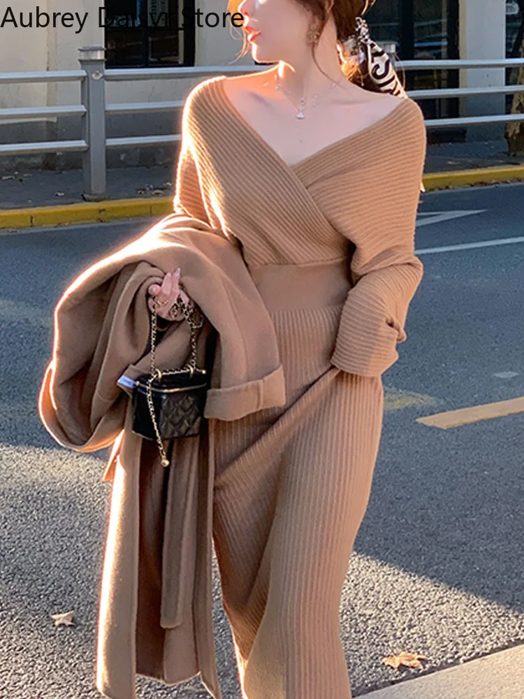 Korea Elegant Long Knitting Dress Women Autumn Sexy Off Shoulder Chic Y2k Dress 2022 Vintage Casual Evening Party Sweater Dress
Korea Elegant Long Knitting Dress Women Autumn Sexy Off Shoulder Chic Y2k Dress 2022 Vintage Casual Evening Party Sweater Dress