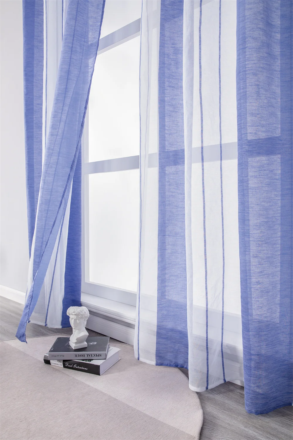 Generic Modern Living Room Modern Voile Curtains Stripes Window Decor