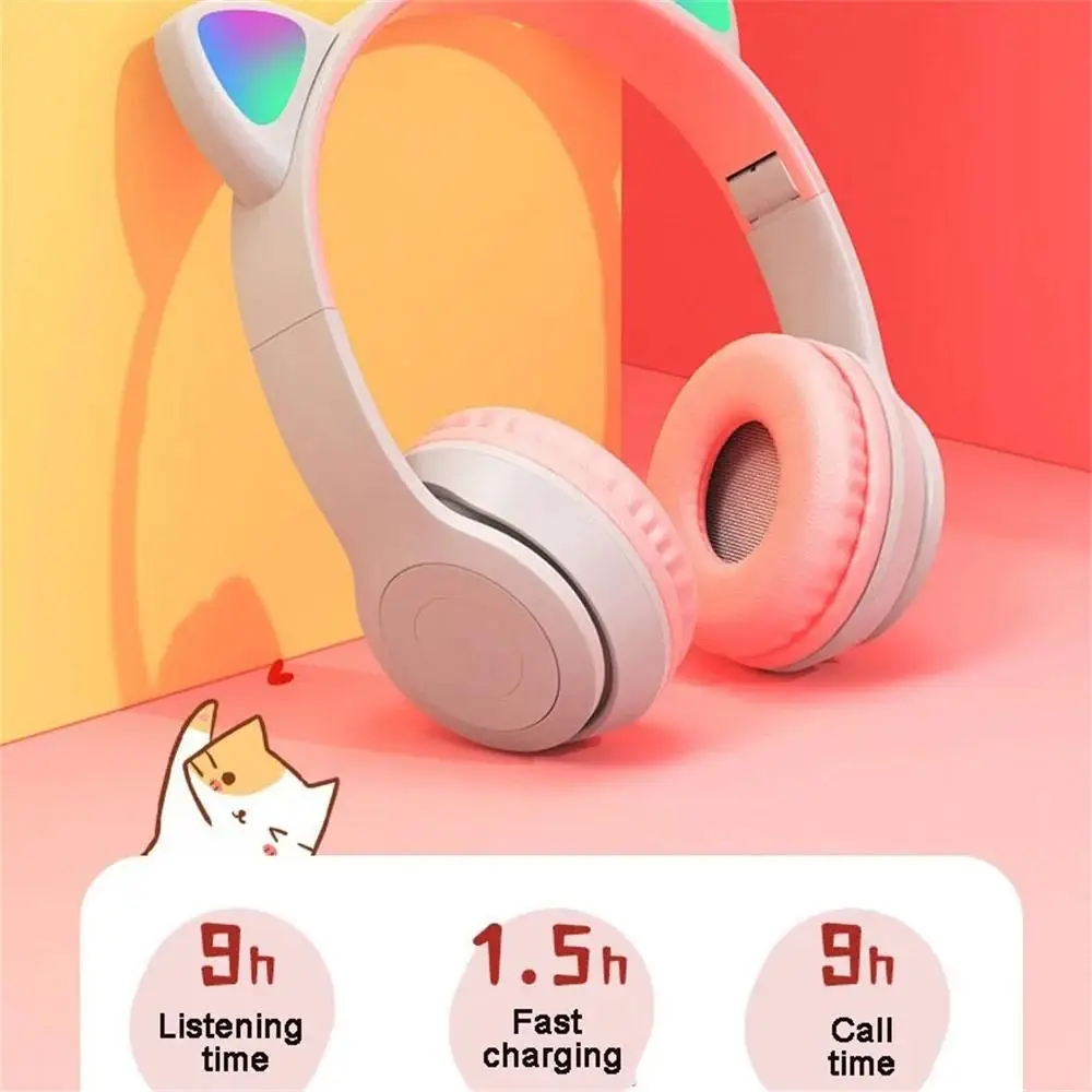 

Sale Cute Cat Ears Bluetooth Wireless Headphone With Mic Noise Cancelling Hot Kid Girl Stereo Music Helmet Phone Headset Gift