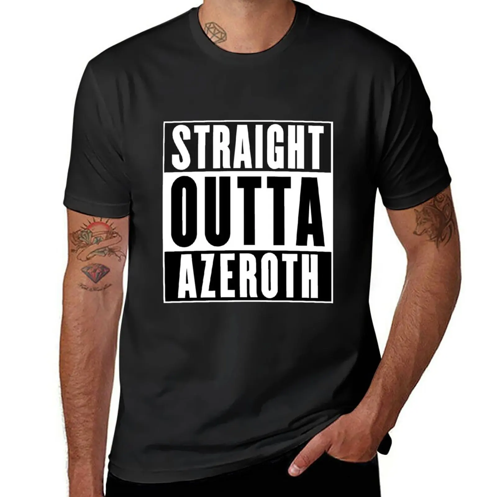 

New Straight Outta Azeroth T-Shirt summer top Tee shirt aesthetic clothes mens graphic t-shirts pack