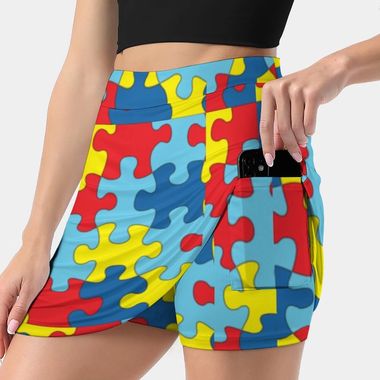 

Autism Awareness Puzzle Pieces Women's skirt Y2K Summer Clothes 2022 Kpop Style Trouser Skirt With Pocket Autism Awareness