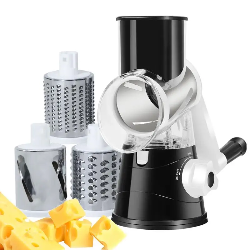 

Rotary Cheese Grater 3-in-1 Grater Slicer For Effortless Shredding Vegetables Cutters For Cheese Carrots Potatoes Nuts Cucumbers