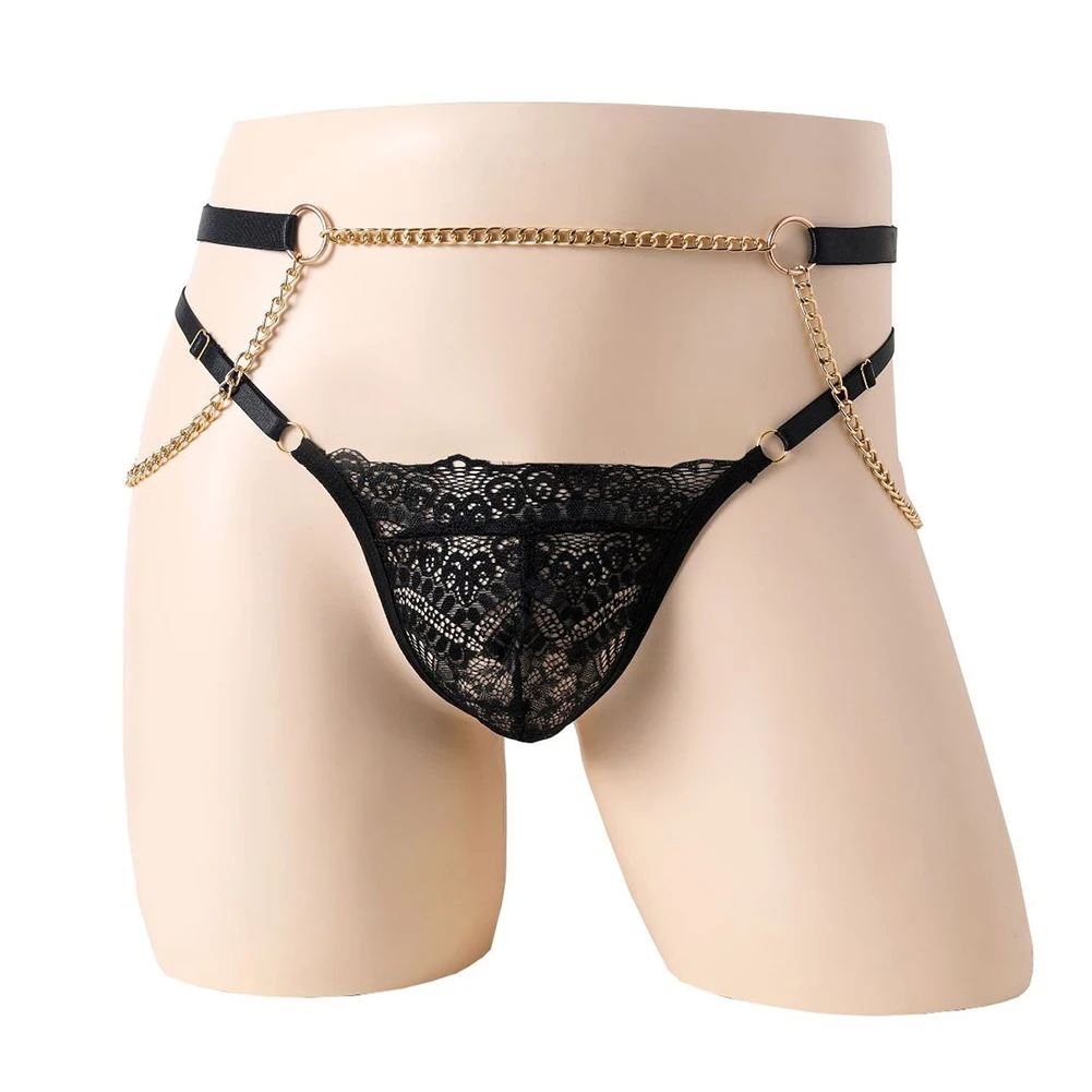 Sexy Men Sissy Lingerie Lace Chain Thong Low Rise T-back G-String Ultra-thin Breath Solid Briefs Gay Man Erotic Underwear
Sexy Men Sissy Lingerie Lace Chain Thong Low Rise T-back G-String Ultra-thin Breath Solid Briefs Gay Man Erotic Underwear