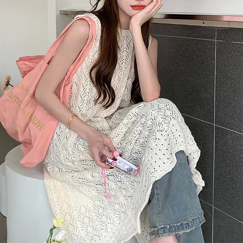 Midi Knitted Dress Women Hollow Out Loose Casual Daily O-neck Summer Dresses
Midi Knitted Dress Women Hollow Out Loose Casual Daily O-neck Summer Dresses