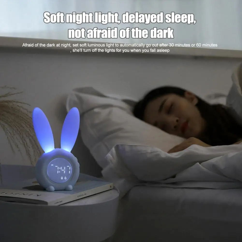 

Tap to Pause Alarm Clock Cute Rabbit Design Kids Alarm Clock Set with Dimmable Rechargeable Feature for Bedrooms Home Use Alarm