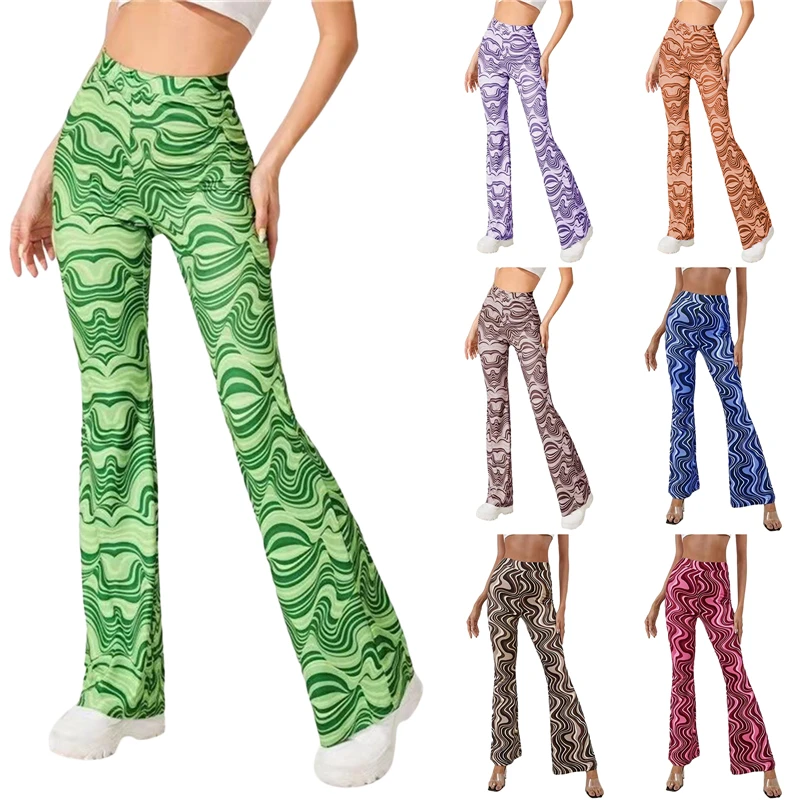 Women's Wave Print Slim Flared Pants Women's Stretch Bell Bottom Trousers Ladies High Waist Fashion Pantalones Streetwear
Women's Wave Print Slim Flared Pants Women's Stretch Bell Bottom Trousers Ladies High Waist Fashion Pantalones Streetwear