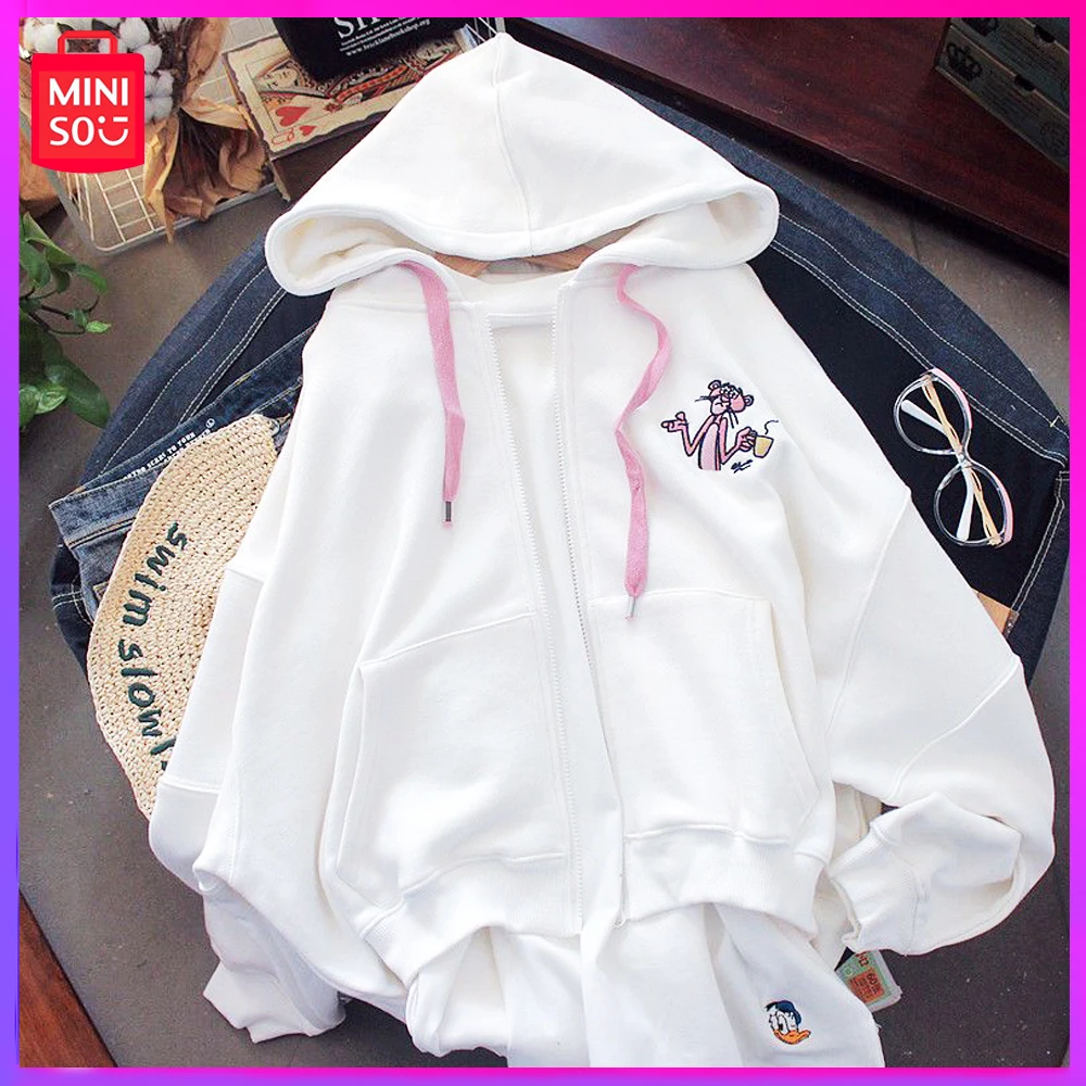 Miniso Pink Panther Hoodie Women Spring and Autumn Book New Korean Version Embroidered Loose Cardigan Hooded Short Coat Soft
Miniso Pink Panther Hoodie Women Spring and Autumn Book New Korean Version Embroidered Loose Cardigan Hooded Short Coat Soft