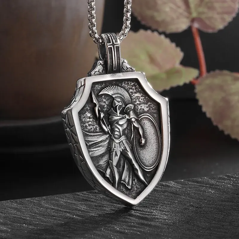 Ancient Greek Mythology Spartan Warrior Sword and Shield Pendant Lucky Amulet Necklace Men's Fashion Jewelry
Ancient Greek Mythology Spartan Warrior Sword and Shield Pendant Lucky Amulet Necklace Men's Fashion Jewelry