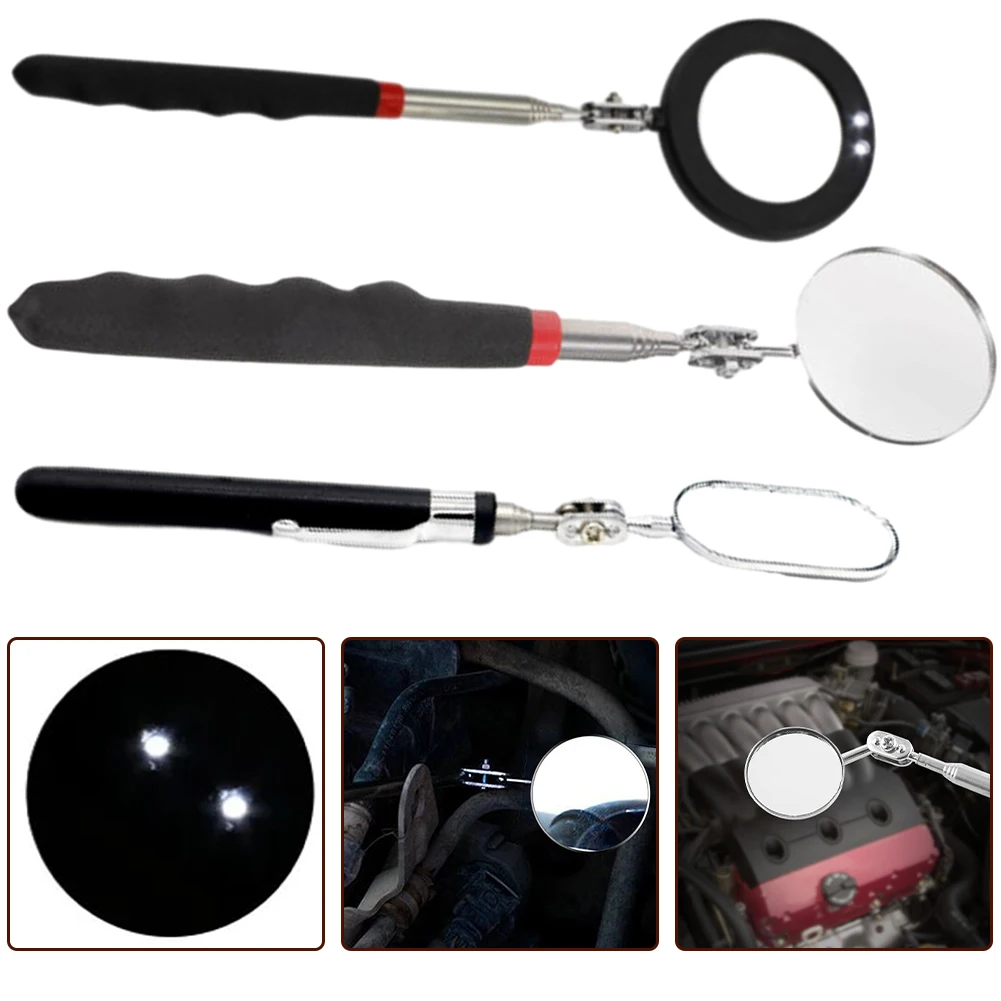 

360° Inspection Mirror With LED Light Telescoping Mirrors Extend Mechanic Tools Chassis Inspection Auto Repair Tool