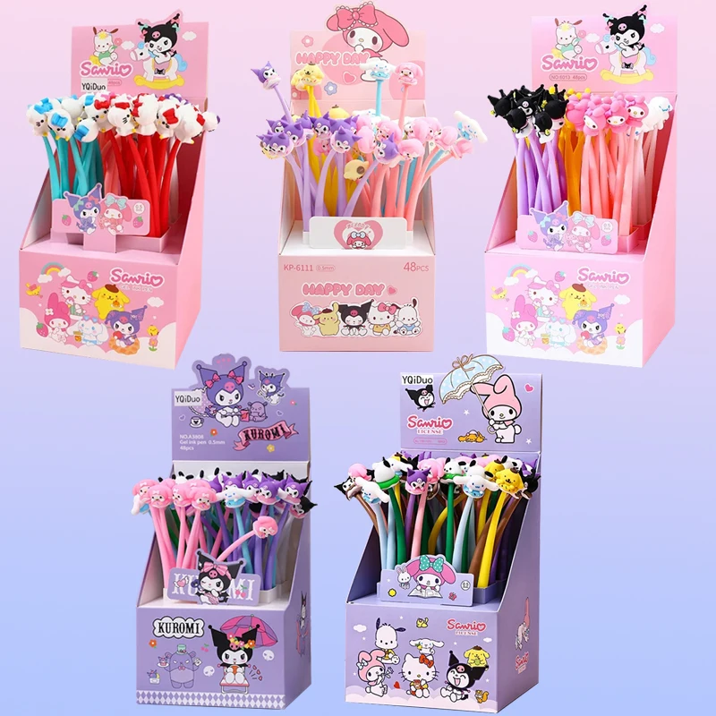 

48pcs Sanrio Gel Pen Cinnamoroll Kuromi My Melody Hello Kitty Student Writing Stationery Signature Neutral Pen School Supplies