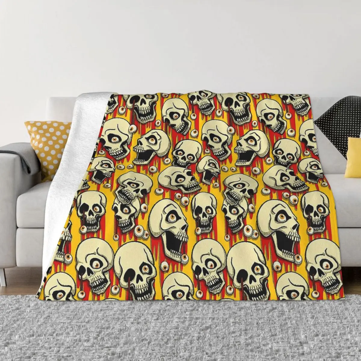 Happy Halloween Blanket Flannel Decoration Halloween Skulls And Eyeballs Pattern Portable Home Bedspread
Happy Halloween Blanket Flannel Decoration Halloween Skulls And Eyeballs Pattern Portable Home Bedspread