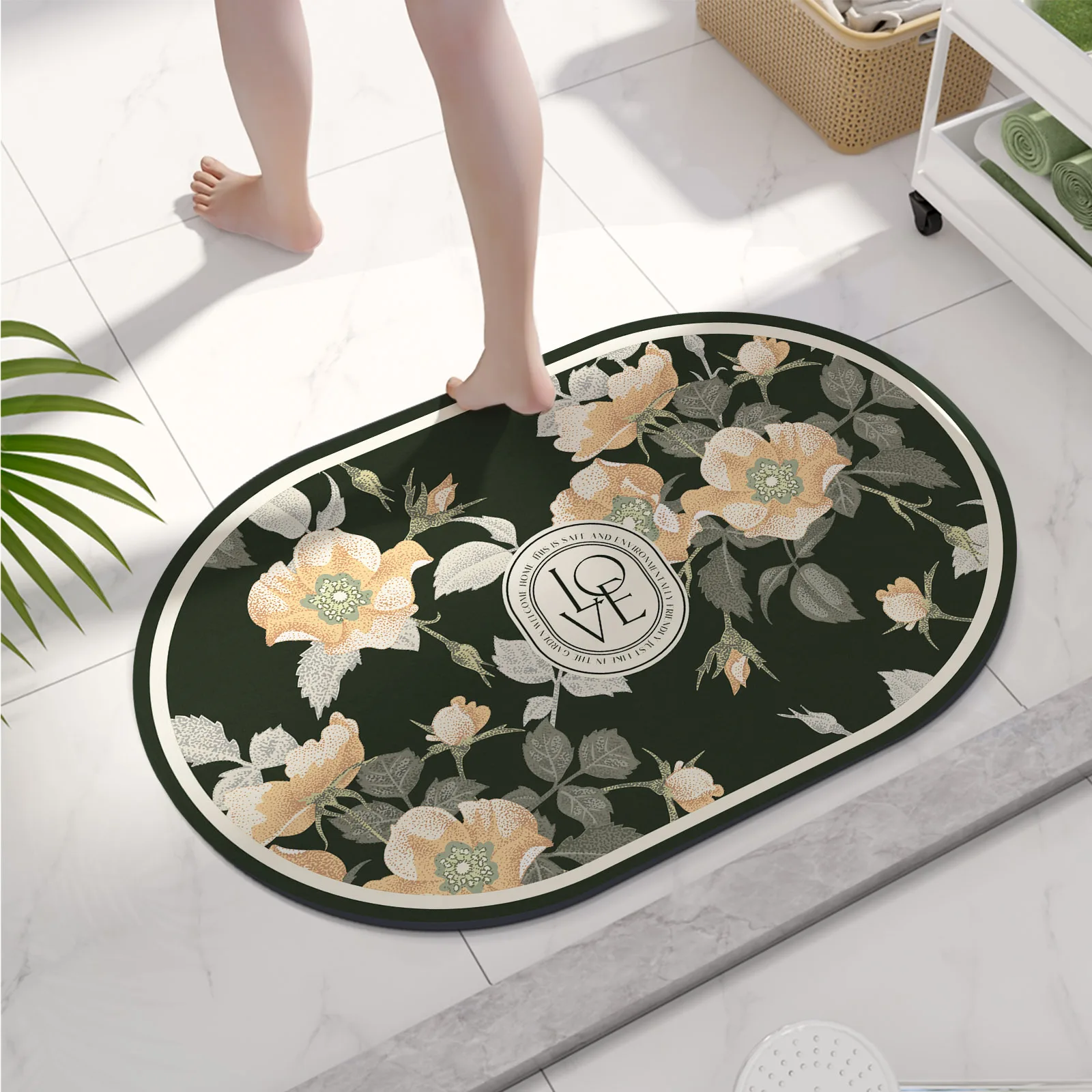 Diatomite Floral Bath Mat Bathroom Absorbent Foot Mats Quick Dry Toilet Rug Shower Carpet For Living Room Doormat Washable Diatomite Floral Bath Mat Bathroom Absorbent Foot Mats Quick Dry Toilet Rug Shower Carpet For Living Room Doormat Washable