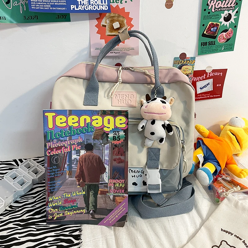 Fashion Women Cute Cow Backpack Female High Student College Schoolbag