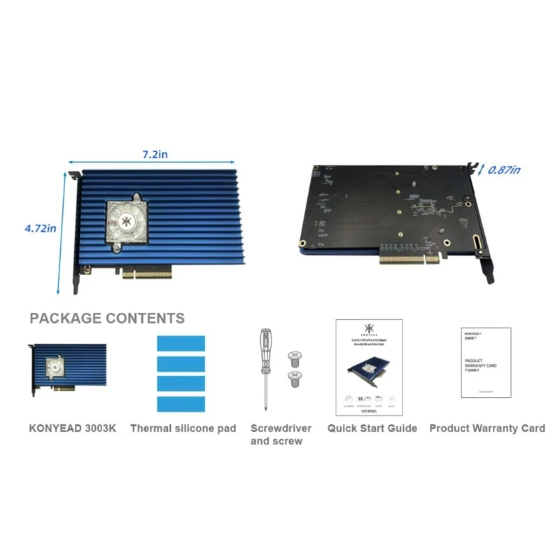 

PCIe4.0 X16 to NVME 2280 SSD Card 1 Slot to 4 Slots Expansion Adapter