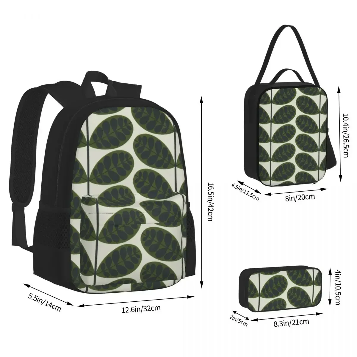 

Orla Kiely Botanica Green Backpack Boy Girl Bookbag Students School Bags Cartoon Kids Rucksack Lunch Bag Pen Bag Three-Piece Set